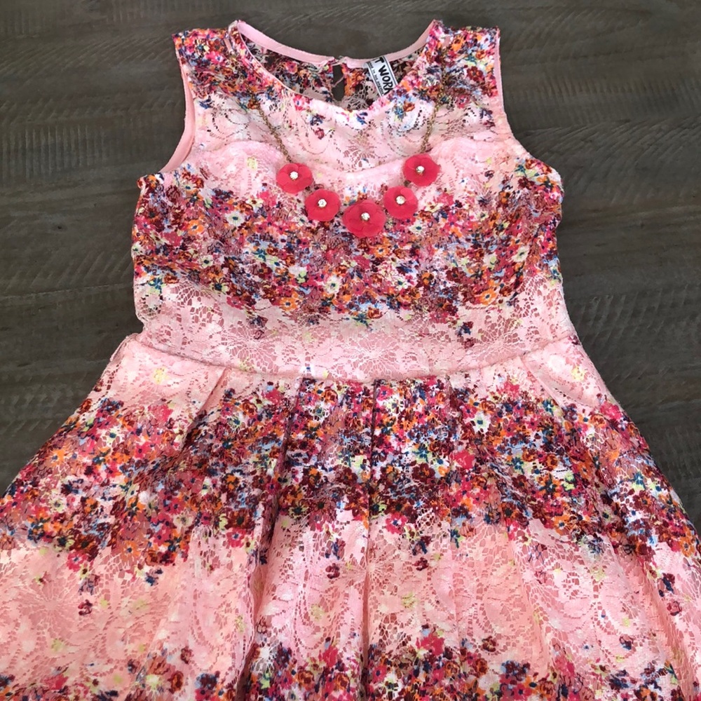 Cute Floral Pink Spring Dress for Little Girls